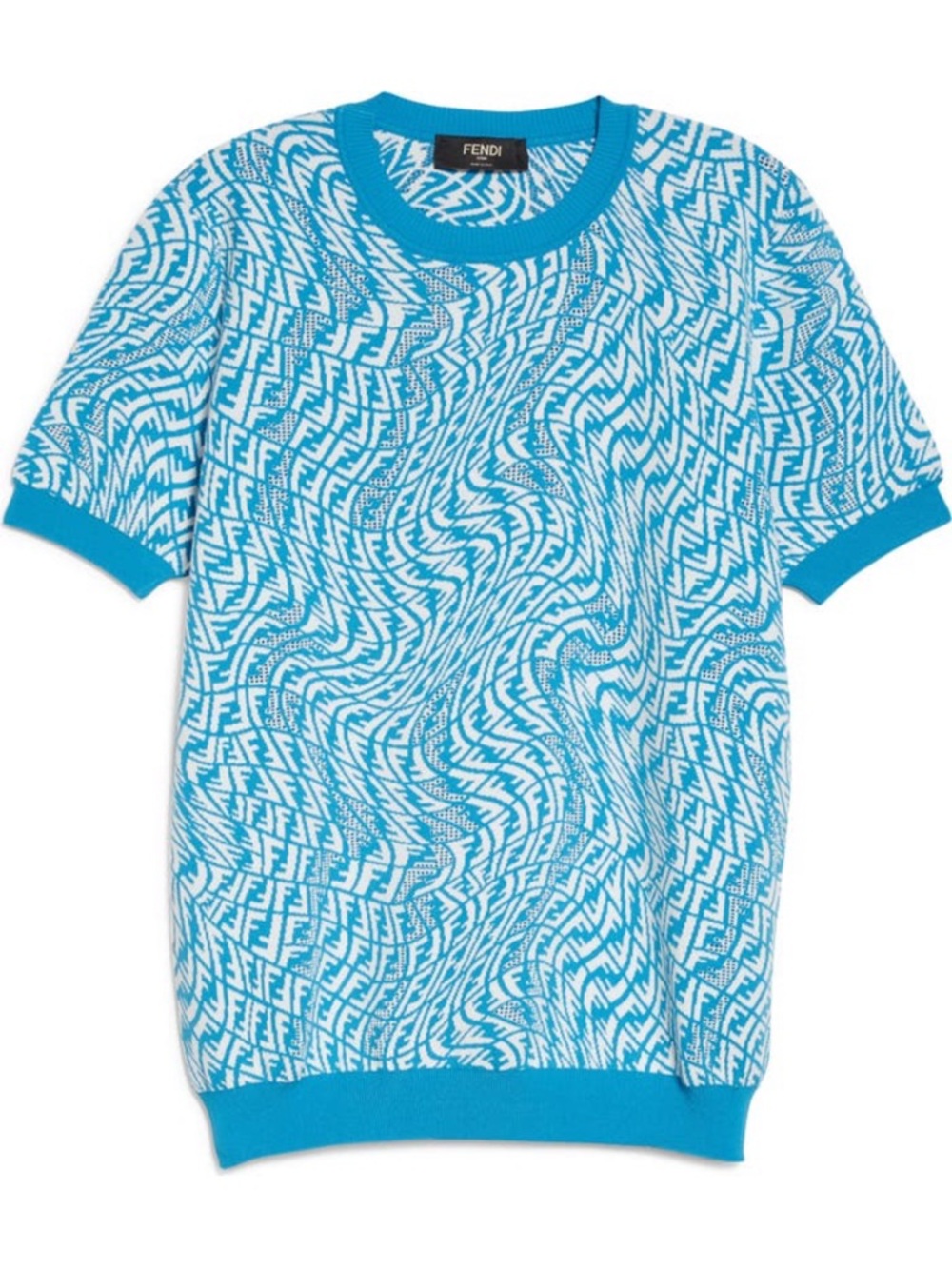 Fendi Men’s FF Logo Knit Sweater Blue/White Size 50 NWT $850